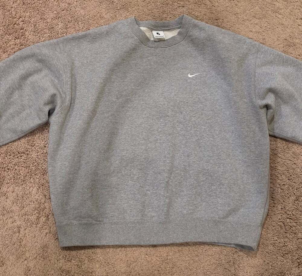 Nike Gray Crewneck Fleece Sweatshirt with Small Swoosh